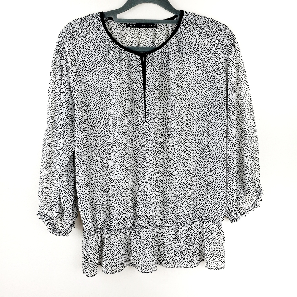 Zara Basic | Mini Polka-Dot Peplum Blouse